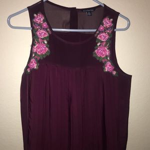 American Eagle purple flower embroidered top